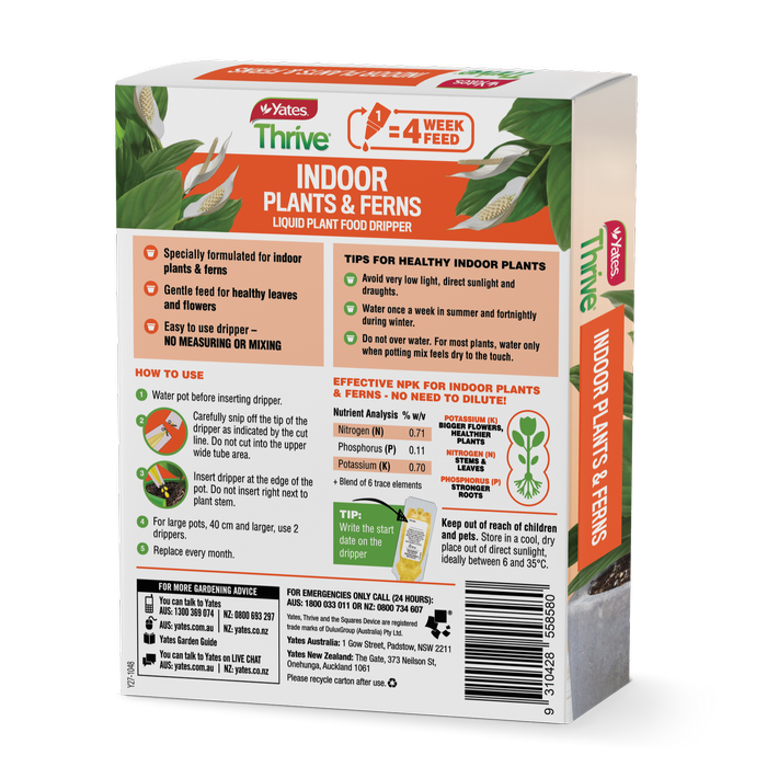 Yates 30mL Thrive Indoor Plants & Ferns Drippers - 5 Pack
